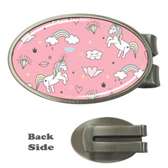 Cute Unicorn Seamless Pattern Money Clips (oval)  by Apen