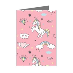 Cute Unicorn Seamless Pattern Mini Greeting Card by Apen