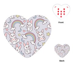 Seamless Pattern With Cute Rabbit Character Playing Cards Single Design (heart) by Apen