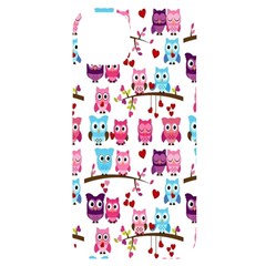 Owl Pattern Iphone 14 Plus Black Uv Print Case by Cemarart