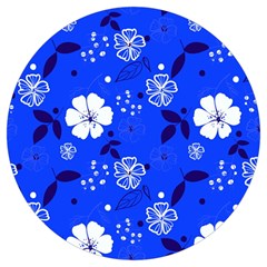 Blooming Seamless Pattern Blue Colors Round Trivet by Ket1n9