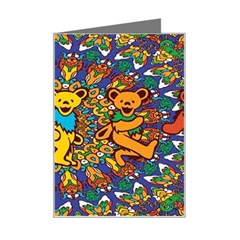 Dead Dancing Bears Grateful Dead Pattern Mini Greeting Card by Grandong