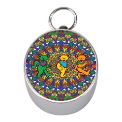 Dead Dancing Bears Grateful Dead Pattern Mini Silver Compasses by Grandong