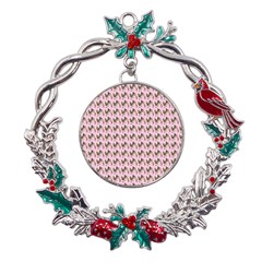 Fern Pattern 2 Pink Metal X mas Wreath Holly Leaf Ornament by snowwhitegirl