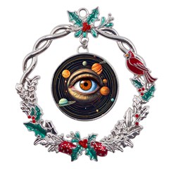 Eye Of The Universe (ai) Metal X mas Wreath Holly Leaf Ornament by dflcprintsclothing