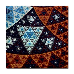 Fractal Triangle Geometric Abstract Pattern Tile Coaster by Cemarart