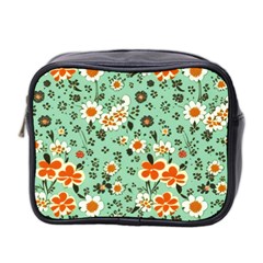 Retro 1960s Flowers Pattern 3 Mini Toiletries Bag (two Sides) by patterns123